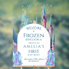 Welcome Frozen Kingdom 1st Birthday Cartoon Castle Acrylschild