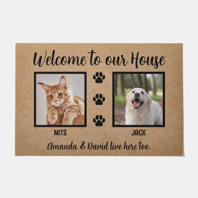 Welcome Funny Hoghouse Custom 2 Pet Foto Fußmatte (Vorderseite)