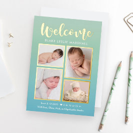 Welcome Gallery Foil Baby Geburtserklärung Folien Feiertagskarte