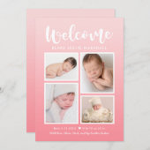 Welcome Gallery Modern Baby Birth Ankündigung (Vorne/Hinten)