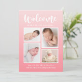Welcome Gallery Modern Baby Birth Ankündigung (Stehend Vorderseite)