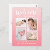 Welcome Gallery Modern Birth Ankündigung Postkarte (Vorne/Hinten)