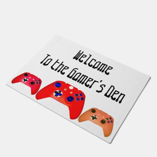 Welcome Gamers Orange Door Mat Fußmatte (Schrägansicht)