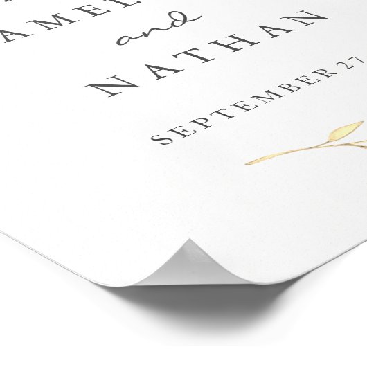 Welcome Garden Wedding Sign Golden Leaf Poster (Ecke)