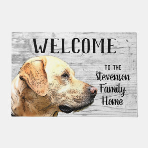 Welcome Gelbe Labrador Familienname Zuhause Dog La Fußmatte