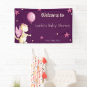 Welcome Girl Baby Shower Burgundy Dragon Banner (Insitu)