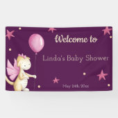 Welcome Girl Baby Shower Burgundy Dragon Banner (Horizontal)