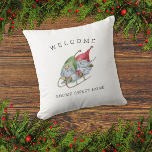 Welcome Gnome Sweet Zuhause Christmas Sleigh Kissen