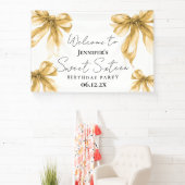 Welcome Gold Bow Coquette Script Sweet 16 Banner (InSitu)