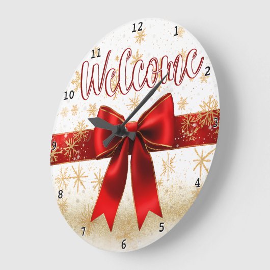 welcome gold red große wanduhr (Winkel)