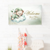Welcome Green Boho Sleeping Teddy Bär Niedliches P Banner (Insitu)