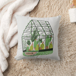 Welcome Green House Botanical Cactus Plants Art Kissen