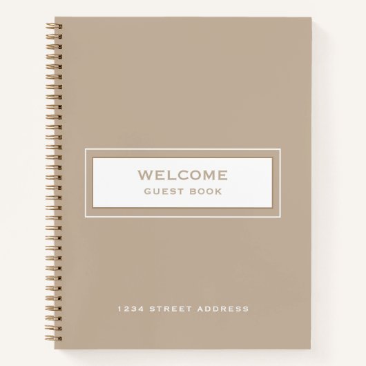 Welcome Guest Book Beige Notizblock (Vorderseite)