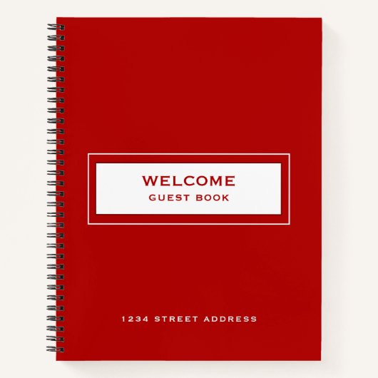 Welcome Guest Book Red Notizblock (Vorderseite)