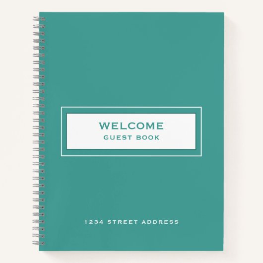 Welcome Guest Book Turquoise Notizblock (Vorderseite)