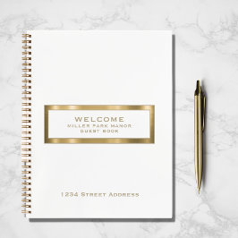Welcome Guest Book White Gold Notizblock