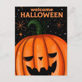 Welcome Halloween Pumpkin Postkarte