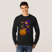 Welcome Happy Hat Cat Halloween 2023 Devil Face Pu T-Shirt (Vorne ganz)