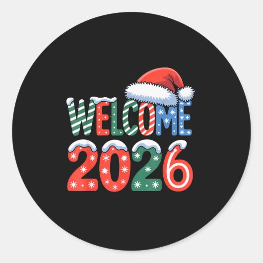 Welcome Happy New Year 2026 New Years Eve Party Su Runder Aufkleber (Vorderseite)