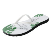 Welcome Hochzeit in Urlaubsort Custom Tropical lea Badesandalen (Schrägansicht)