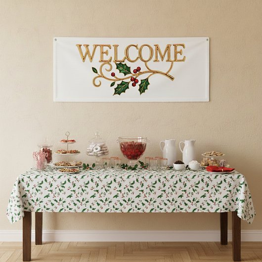 Welcome holly christmas guest banner