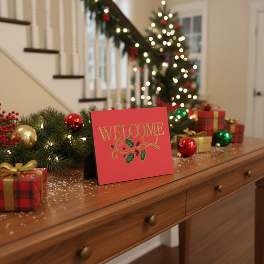 Welcome holly christmas guest fotoplatte