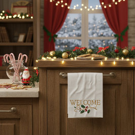 Welcome holly christmas guest  geschirrtuch