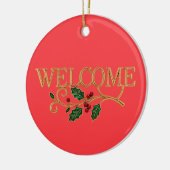 Welcome holly christmas keramik ornament (Links)