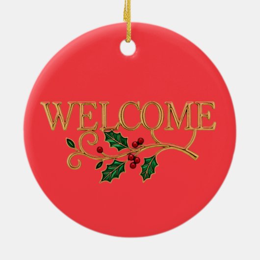 Welcome holly christmas keramik ornament (Hinten)