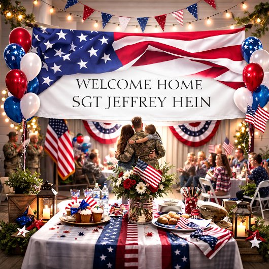 Welcome Home American Flag Military Celebration Banner