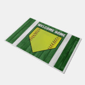 Welcome Home Baseball Design Fußmatte (Schrägansicht)