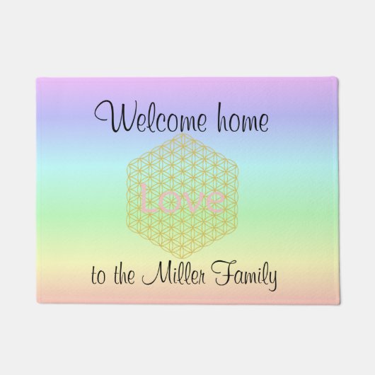 Welcome Home flower of life love Fußmatte (Vorderseite)