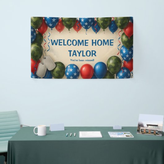Welcome Home Military Banner – Custom Camo Balloon (Messeveranstaltung)