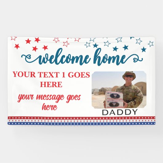 Welcome Home Soldier Patriotic Photo Custom Banner (Horizontal)