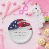 Welcome Home USA Flag Military Rank Celebration Pappteller (Party)