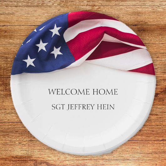 Welcome Home USA Flag Military Rank Celebration Pappteller