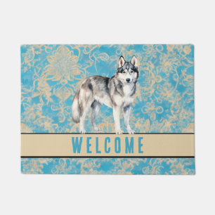 Welcome House Eingang Siberian Husky Dog Fußmatte