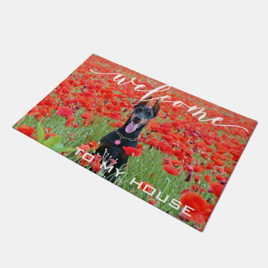 Welcome Hund Foto Custom Fußmatte (Schrägansicht)