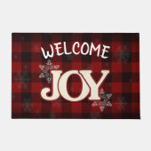WELCOME JOY Elegantes Rotes Büffel kariertes Weihn Fußmatte (Vorderseite)