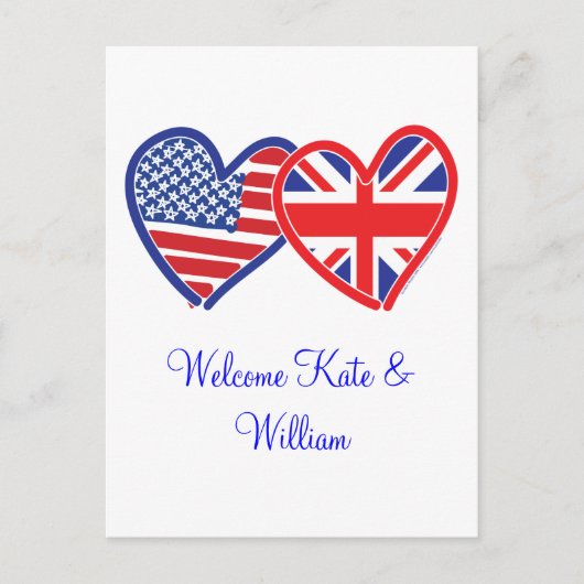 Welcome Kate & William/ Royal Wedding Postkarte (Vorderseite)