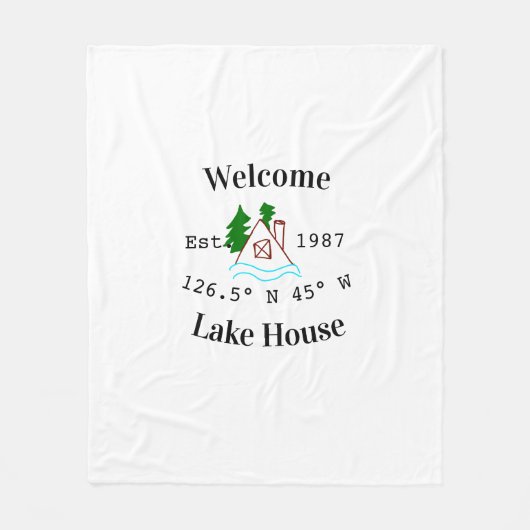 Welcome lake house corrdinated est. Year mountain  Fleecedecke (Vorderseite)