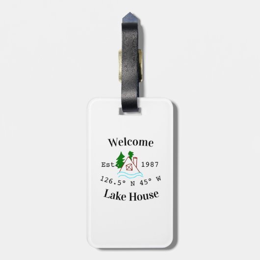 Welcome lake house corrdinated est. Year mountain Gepäckanhänger (Rückseite vertikal)