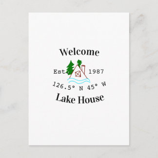 Welcome lake house corrdinated est. Year mountain  Postkarte