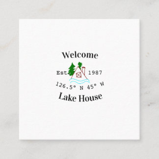 Welcome lake house corrdinated est. Year mountain  Quadratische Visitenkarte