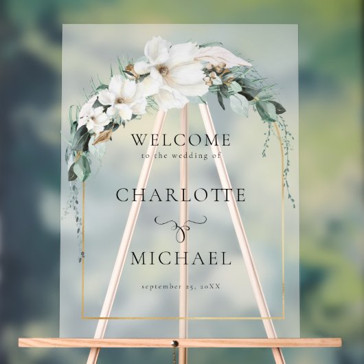 "WELCOME" LEAFY WEDD ACRYLSCHILD (Neutral)