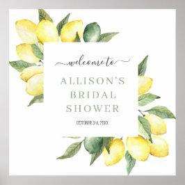 Welcome Lemon Watercolor Brautparty Sign Poster