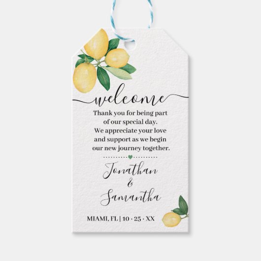 Welcome Lemons Gastgeschenk Hochzeit Geschenkanhänger (Vorderseite)