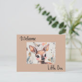Welcome Litone, Baby Girl Card, Postcard, Fawn Postkarte (Stehend Vorderseite)