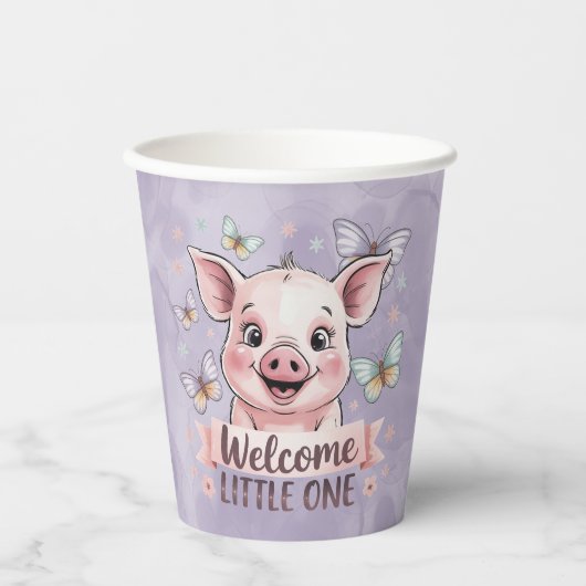 Welcome Litone - Niedliche Pinienbabydusche Pappbecher (Vorderseite)