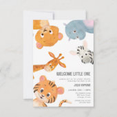 Welcome Little One Baby Animals Baby Shower Invita Einladung (Vorderseite)